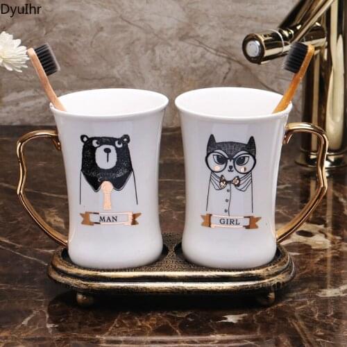 Bathroom accessories creative ceramic bathroom tooth brushing cup mouthwash cup toothpaste storage cup wash cup set DyuIhr