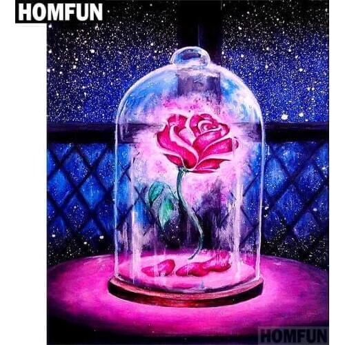 HOMFUN Full Square/Round Drill 5D DIY Diamond Painting "Red Rose Flower" 3D Embroidery Cross Stitch 5D Home Decor A00705