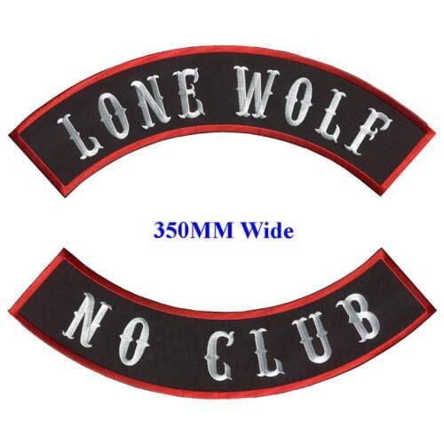 LONE WOLF motorcycle biker patches iron on patches for full back jackets clothing NO CLUB embroidered rocker patches
