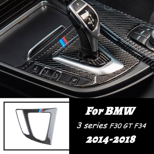 BMW LHD Car Interior Carbon Fiber Gear Shift Panel Cover Trim Car Stickers 3 Series F30 GT F34 2014-2018 Accessories