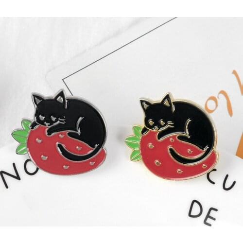 Fruit Cat Lapel pins Sleeping Cat Brooches Backpack Bag Hat Leather Jackets Accessories Kitty Jewelry Gift for Cat lady