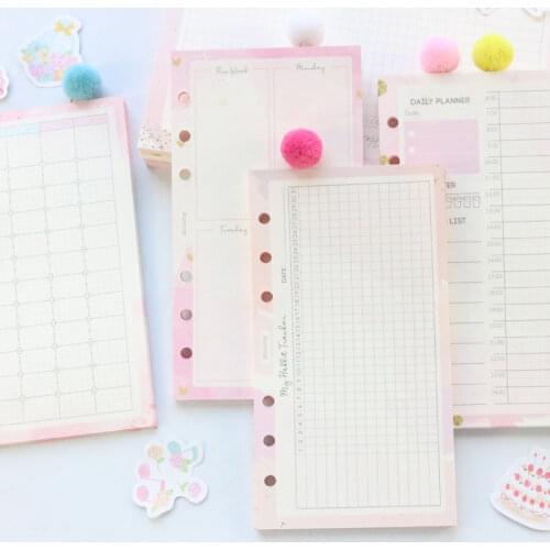Domikee new cute kawaii school 6 holes refilling paper sheets for binder planner spiral notebooks:daily weekly monthly planner