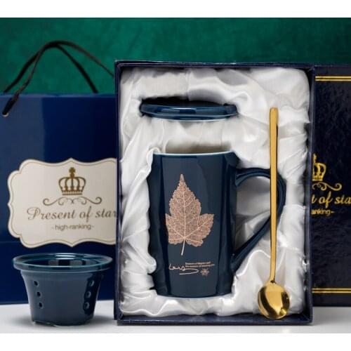 Cup Tea Filter Japan Ceramic Coffee Mug with Cover Spoon Large-capacity Water Cup Office Couple Custom Logo Birthday Gifts Box