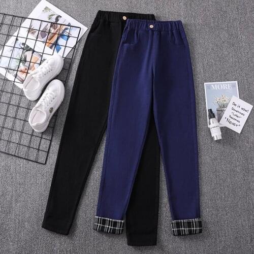 Elastic Black Blue Plus Large Size Oversize Korean Vintage Clothes WomenS High Waist Trousers Fashion Pants For Girls