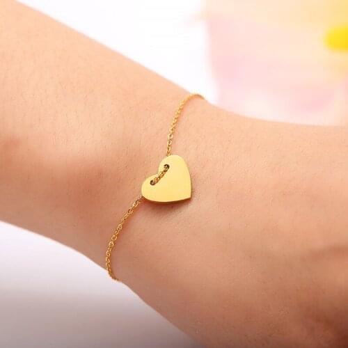 Hot Sale Hearts Tag Gold/Sliver Plated Stainless Steel Bracelets For Women 2017
