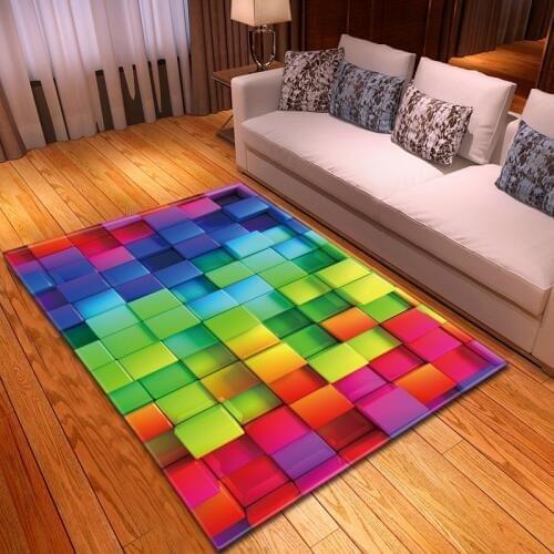 Nordic Rainbow Color Carpets Soft Flannel 3D Printed Area Rugs Oil Painting Mat Rugs Anti slip Large Rug Carpet for Living Room
