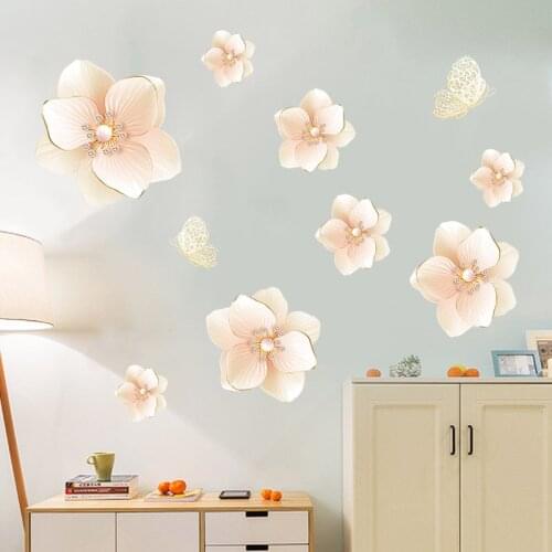 Creative 3D Wall Stickers Flowers Sofa TV Background Decoration Large Size Mural Home Decor Warm Living Room Wall Decals