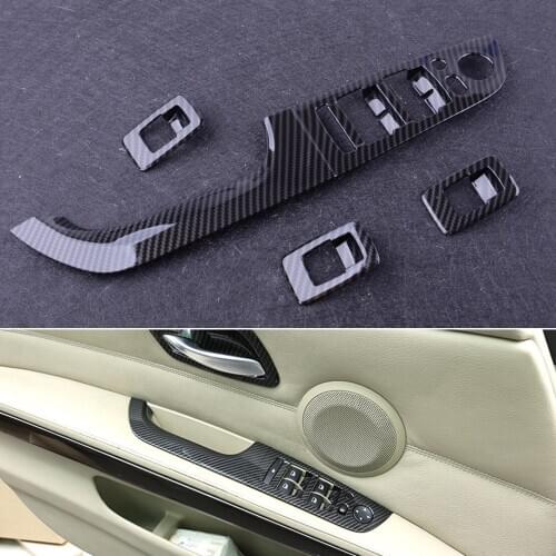 DWCX 4pcs Door Window Lift Switch Button Cover Trim Frame Fit For BMW 3 Series E90 Sedan 2005 2006 2007 2008 2009 2010 2011 2012