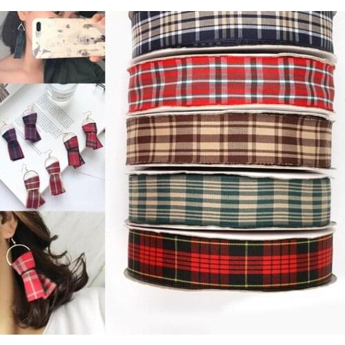 25MM Scottish Plaid Grid Printed Checked Ribbons For DIY Gift Decorative Ribbons Handmade Earring Ribbons Accessories 5yards/Lot