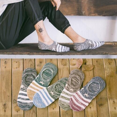 Summer Silica Gel Invisible Stars Cotton SocksLow Low Cut Ankle Sock boy boat casual slippers 4pair=8pcs WS118