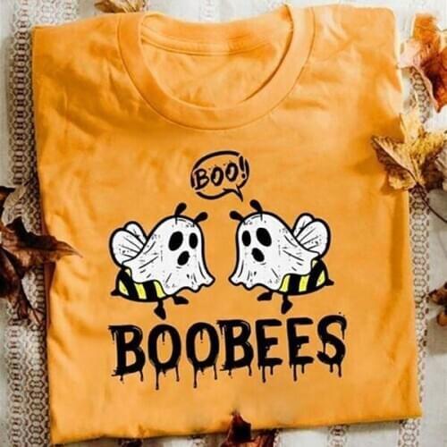 Summer Fashion Halloween Boobees Print Casual Top Cotton Round Neck Short Sleeve T-Shirt horor gift funny tees vintage art tops