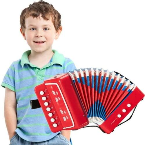 Small Accordion Irin 7 + 3 Keys is Suitable for Children 5 Years Old and Above Toy Practice Musical Instrument Birthday Gift