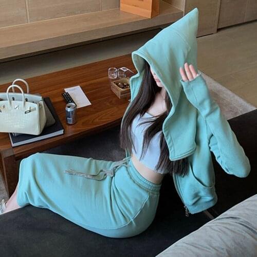 Fashion womens sport suit long-sleeve wizard hoodie coat tops+skirt two piece sets outfits suits casual tracksuits ropa de mujer