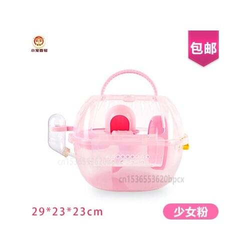 Cartoon Acrylic Hamster Cage Double-layer Portable Crystal Cage Luxury Pet Villa Large Size Guinea Pig Hamster Nest Pet Supplies