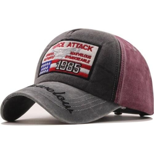 100% Cotton mens hat new spring mens baseball cap washed patch old hat retro letter three-dimensional embroidery sun hat