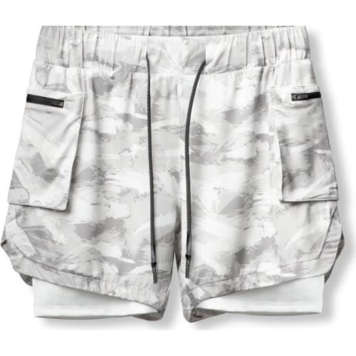 Men Sport Shorts Camo Running Shorts 2 In 1 Double-deck Quick Dry GYM Fitness Jogging Workout Clothes Sports Short Pants
