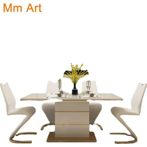 Post-Modern Dining Tables and Chairs Set Household Modern Simple Rectangular Dining Table Light Luxury Fashion Dining Table