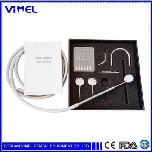 Dental Suction Mirror System Kit Antifog Clear Vision Rhodium Plate Mirror Stainless Steel Dental Tool Set Mouth Mirror