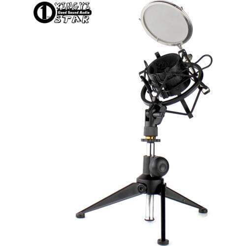 Desktop Tripod Microphone Stand Windscreen Pop Filter Mic Isolation Shield Shock Mount Spider For TAKSTAR PC K810 K550 K600 K500