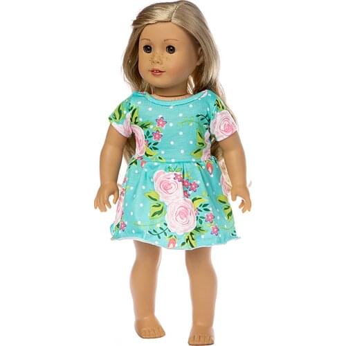 2021 New Pattern Printed Dress Fit 18Inch American 43cm Baby Doll Clothes Accessories,Girls Toys,Generation