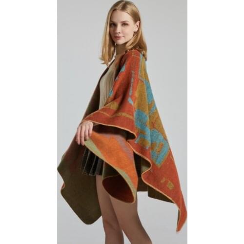 2020 Autumn Winter Plus Size Warm Oil Print Ponchos And Capes For Women Oversized Shawls Wraps Cashmere Pashmina Femme Bufanda