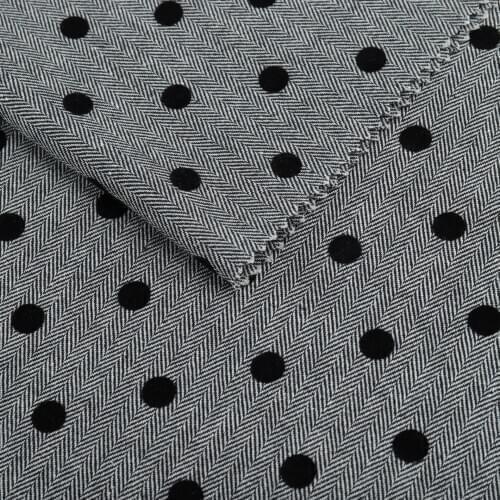 Autumn and winter Japan and Korea cotton and linen herringbone diagonal stripes flocking plaid cotton dress, handmade DIY fabric