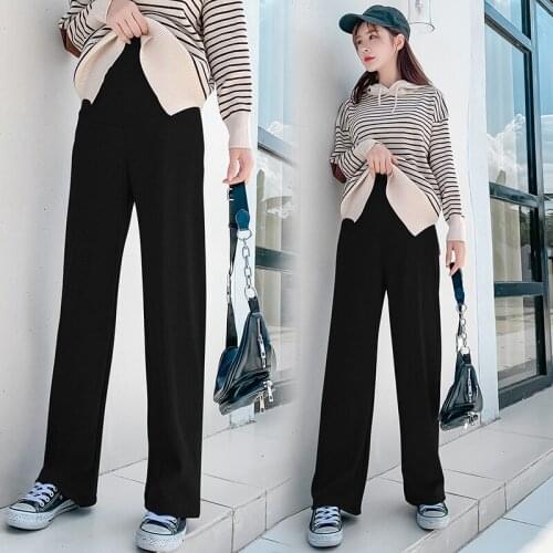 Autumn Wide Leg Female Pants Maternity Trousers For Pregnant Women Loose High Waist Sport Trousers Comfortable Pregnancy Pants
