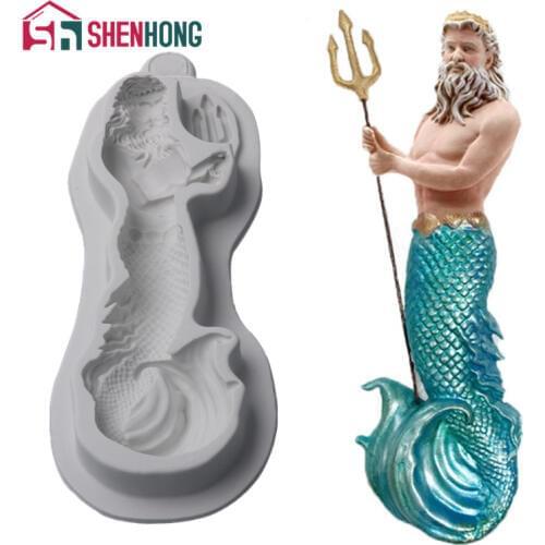 Neptune Silicone Mold for Fondant Cake Decor Cupcakes, Sugarcraft, Cookies, Candies, Cards and Clay Bakeware