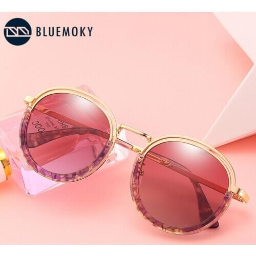BLUEMOKY Acetate Titanium Sunglasses For Women Vintage Round Polarized Sun Glasses Anti Reflective UV400 Driving Shades Eyewear