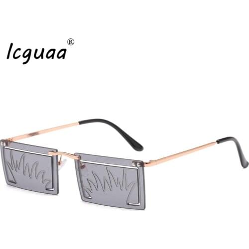 Punk Rimless Sunglasses Women Fashion Frameless Rectangle Fanny Grass Sun Glasses Female Ocean Lens Mirror Eyewear Shades UV400