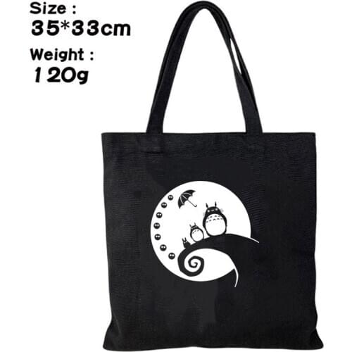 New Anime Totoro Prints Students Shoulder Storage Bags Shopping Tote Bags for Men and Women Portable Canvas Satchel Handbags