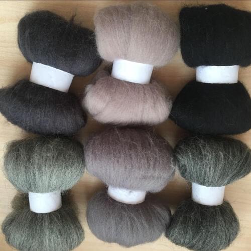 WFPFBEC 70S WOOL FOR FELTING sets black wool fiber 10g/bag 6 colors wool roving