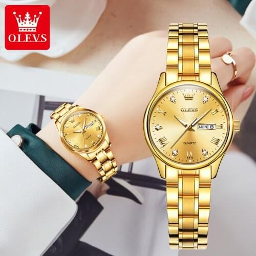 OLEVS 2021 Ladies Wrist Watches Dress Gold Watch Women Crystal Diamond Watches Stainless Steel Silver Clock Women Montre Femme