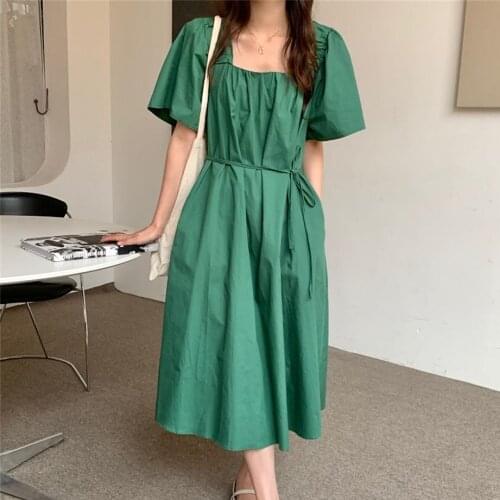 Alien Kitty 2021 Pure Color Vestidos Backless Summer Lady Femme Elegant Square Collar Hot OL Prom Sweet Vintage New Long Dresses