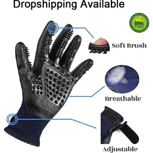 1 Pair Grooming Glove for Cats Soft Rubber Pet Hair Remover Dog Horse Cat Shedding Bathing Massage Brush Clean Comb for Animals