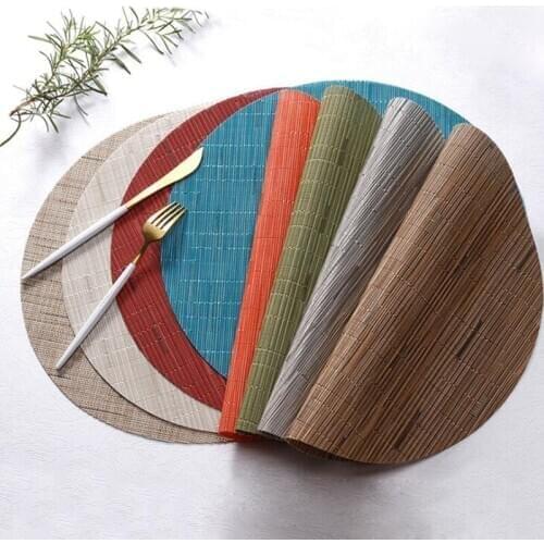 10pcs/lot Kitchen Tools Placemats Round Table Mat 35cm PVC Vertical Grain Coaster Placemat for Dining Table N