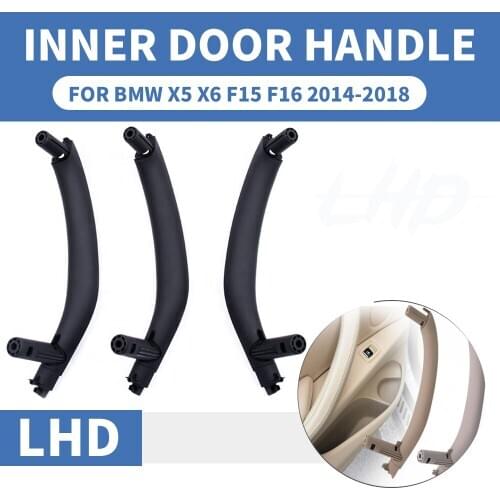 3PCS/set LHD Left Hand Drive Black Front Rear Left / Right Car Interior Inner Door Pull Handle Trim Cover For BMW X5 X6 F15 F16
