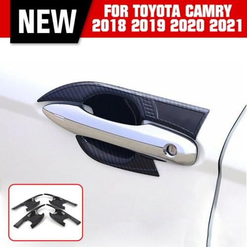 4Pc for TOYOTA Camry 2018-2021 Carbon Fiber ABS Car Side Door Handle Cover / Door Bowls Covers Trim