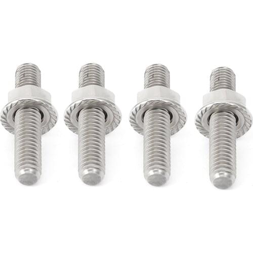 4 Pcs Exhaust Port Studs & Nuts Pipe Butt Screws Both-Ends Screw-In Bolts for Harley Big Twin 84-16 Sportster XL 1200 883 86-17