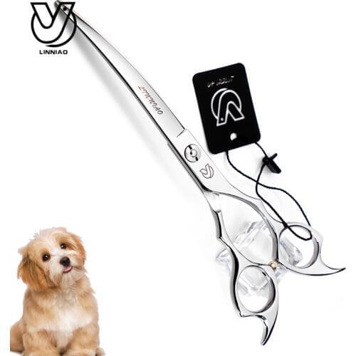 7inch Silver Curved Scissor Professional Shear Dog Pet Grooming Scissor Animal Haircut Honden Trim Scharen