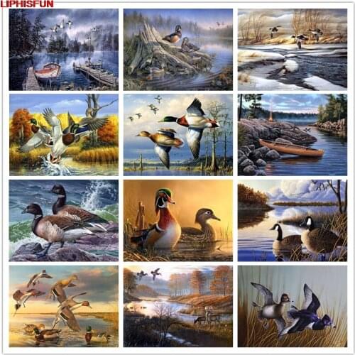 5D Full Drill Diy Diamond Painting Cross Stitch Resin Square/round Diamond Embroidery Decoration scenery mandarin duck bird