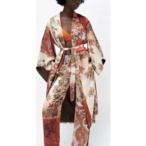 New ladies floral print trousers elastic waist big pockets fashion pants holiday festive streetwear trousers