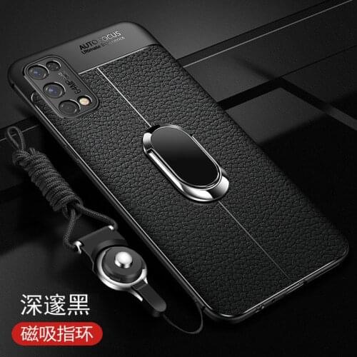 For OPPO Realme 7 Pro Case Luxury Leather texture With Stand Ring Magnet Silicone back cover case for oppo realme 7 7pro realme7