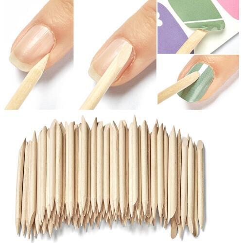 100/50/10 pcs Wooden Cuticle Pusher Nail Art Cuticle Remover Orange Wood Sticks For Cuticle Removal Manicure Nail Art Tools