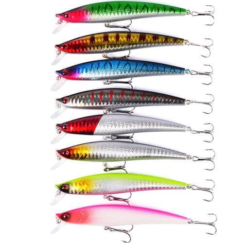 HiUmi 8Pcs Fishing Lure11.5cm 11.3g Crankbait Hard Bait Artificial Baits Laser Minnow Fishing Wobbler DHM008
