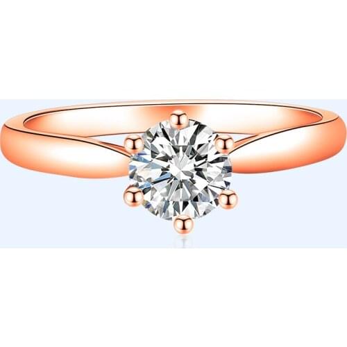 Classic Round Zircon White Crystal Ring Women Men Luxury Wedding Ring Rose Gold Silver Color Engagement Rings For Male Female