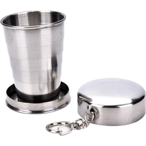 1Pcs Stainless Steel Folding Cup Travel Tool Kit Outdoor Survival Sports Mug Portable for Camping Tool Camping Equipment
