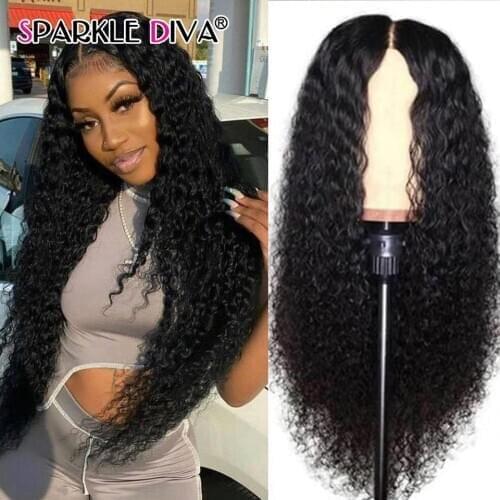 Malysian Kinky Curly Human Hair Wigs Pre Plucked With Baby Hair 13x1 Lace Front Wig 150% Density Remy Lace Front Human Hair Wigs