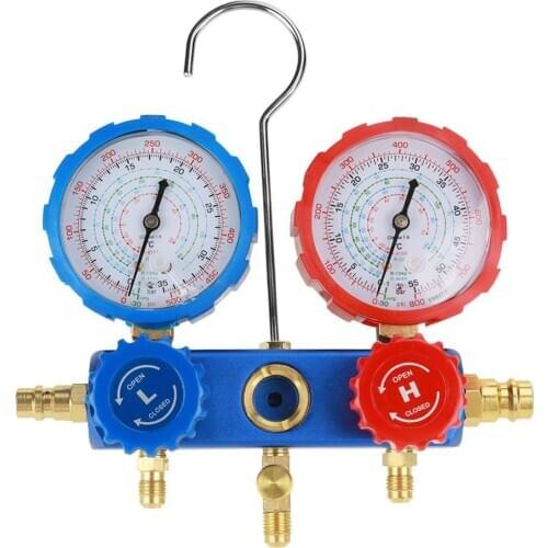 1 Set Air Manifold Gauge R134a Air Conditioning Refrigerant Manifold Gauge Set with 1.5m Charging Hoses Measuring Tools