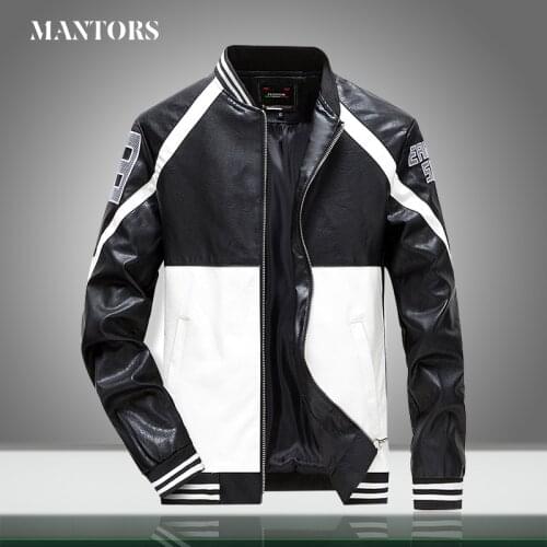 2021 Men Leather Jackets Patchwork Hip Hop Embroidery Baseball Bomber Jacket Men Autumn Motorcycle Outerwear Coats Stand Collar